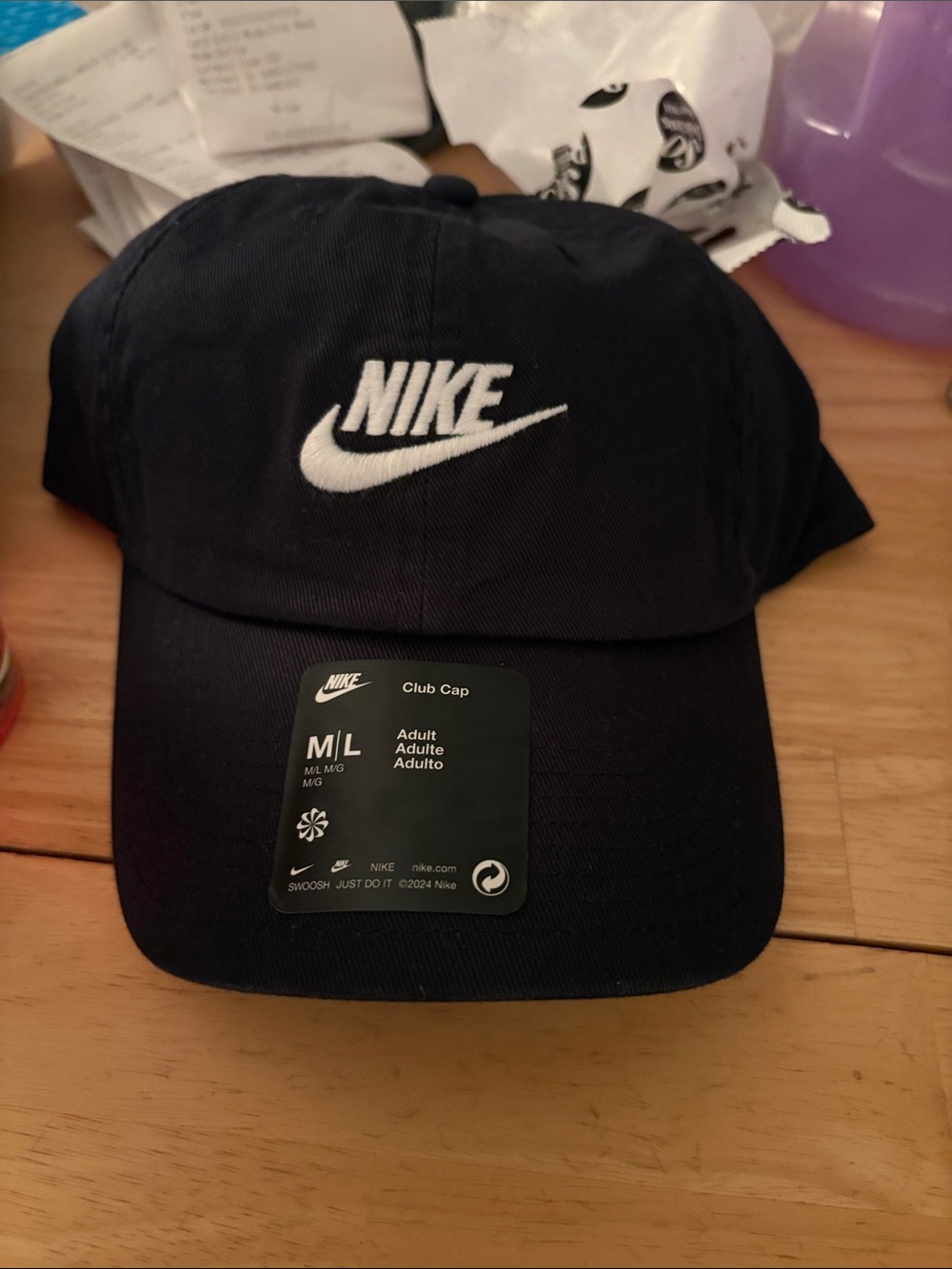 Nike Black Club Cap with White Swoosh Logo